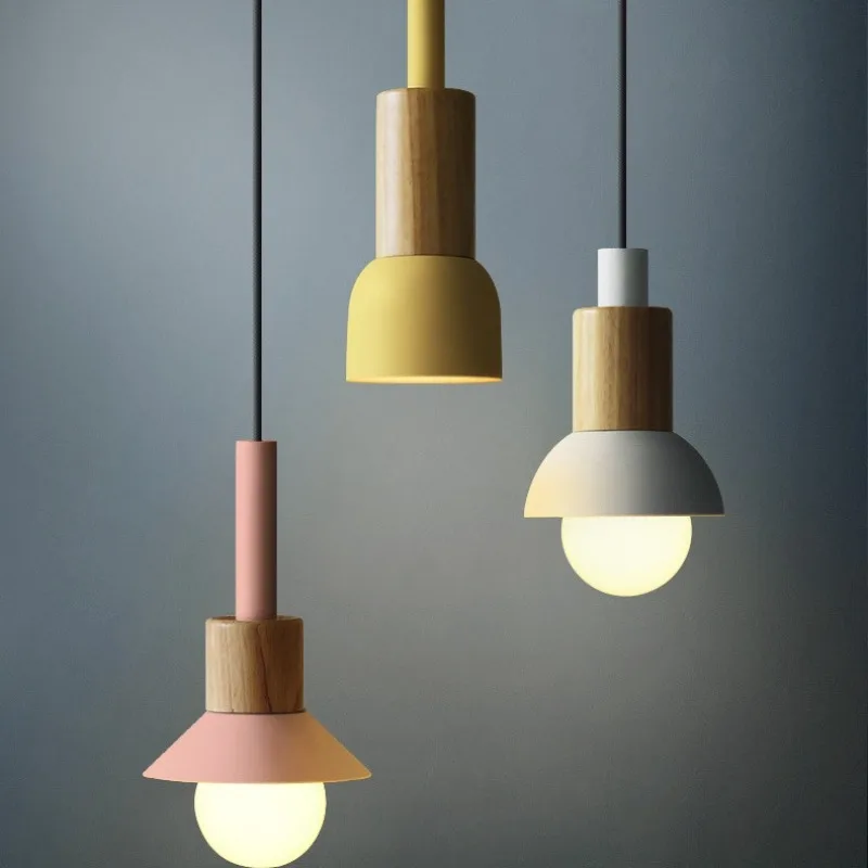 Nordic style lamps Bedroom bedside single head restaurant Macaron small chandelier
