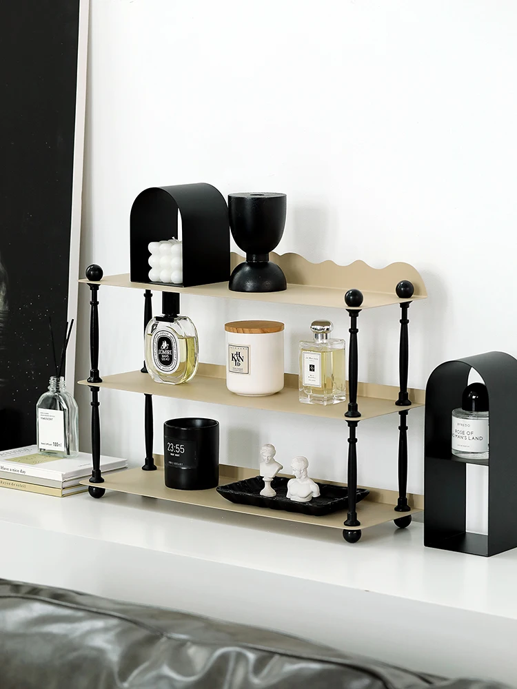 

Скандинавский железный органайзер Nordic Sle Iron Art в трехъярусном исполнении, цвета молочного чая, простой и роскошный, для дома, декоративный, для хранения, для гостиной