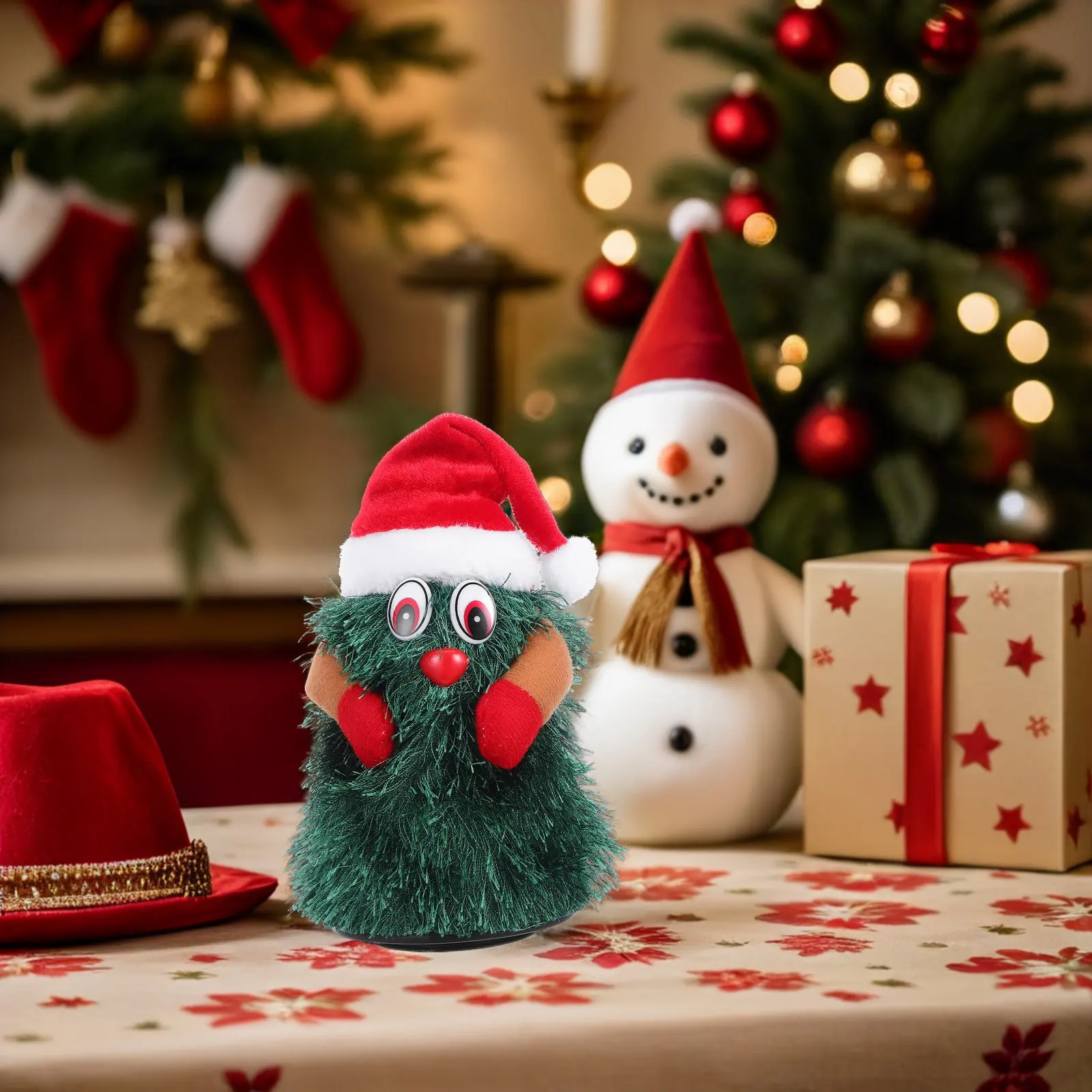 Rotating Christmas Decoration Indoor Xmas Ornament for Desktop Festive Decor