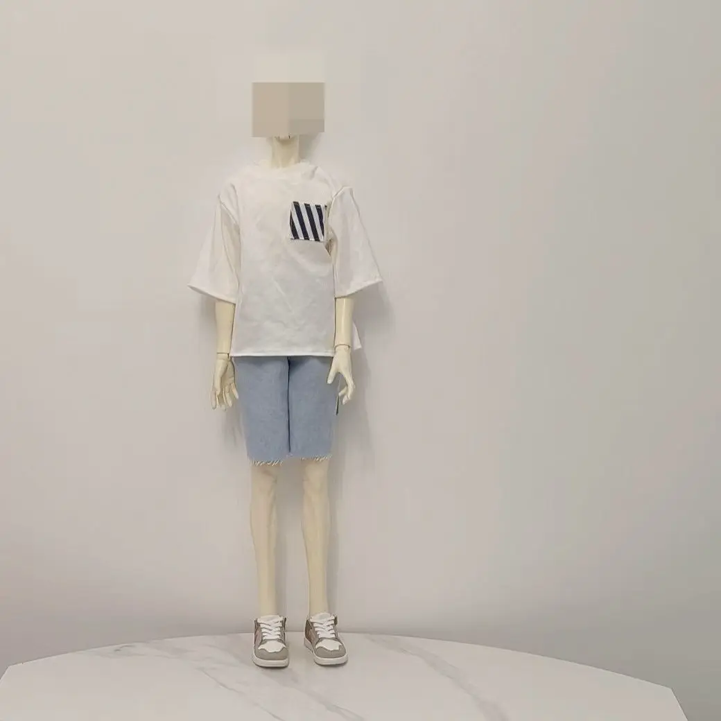 1/3 Doll's Clothes for 70/71/72/73cm Male Bjd Doll White T-shirt,blue Shorts Girl Toys Dress Up Fashion Doll Accessories,no Doll