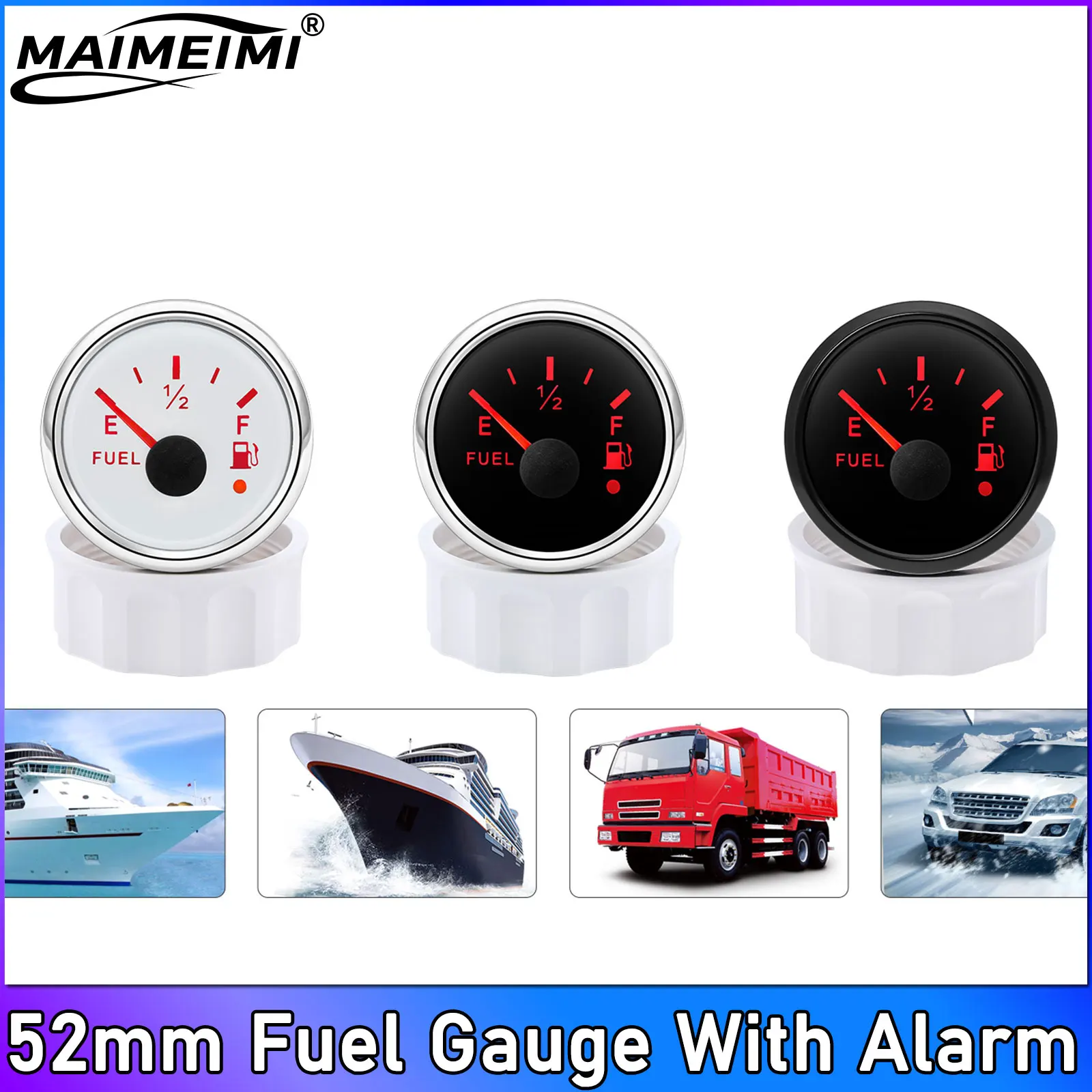 

12v 52mm Fuel Gauge Fuel Level Gauge Meter E-2/1-F High Sensitivity Upgrade Modification Accessories Parts 0~190ohm 240~33ohm