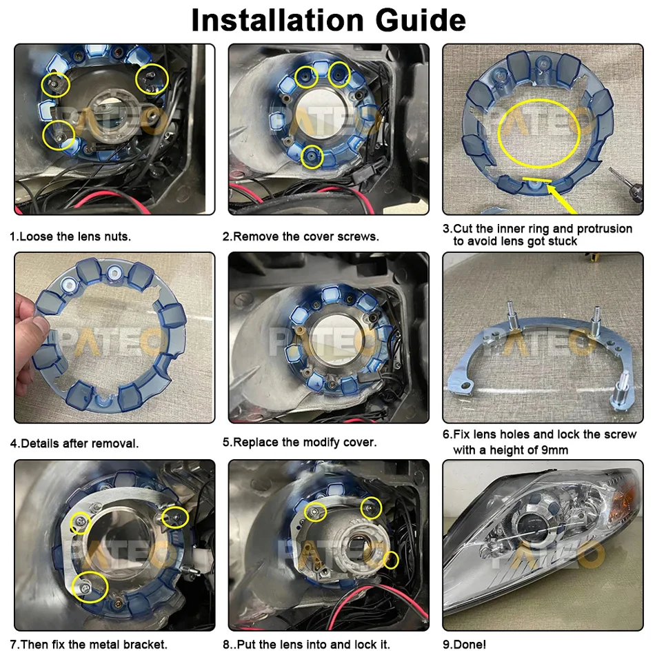 HID Bi-xenon Projector Lens Replace For Ford Mondeo 4 Mk IV D1S Headlight Lenses Retrofit For Hella G5 3R Honeycomb Tuning Kit