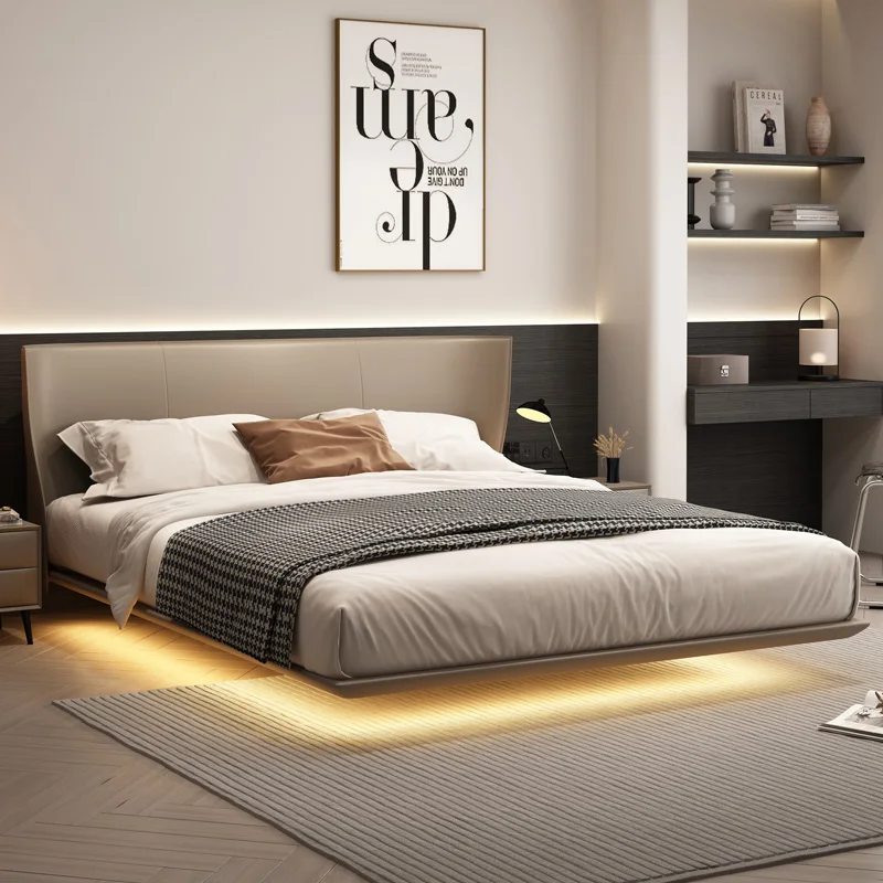 

Master bedroom large bed modern Suspended bed frames king size 180x200 Double bed home Headboard lit 2 personnes furniture