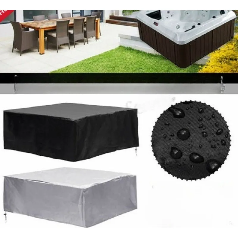 

210D Outdoor SPA Pool Cover Waterproof Dustproof UV Protection Hot Tub Shield for Garden & Leaf Prevention