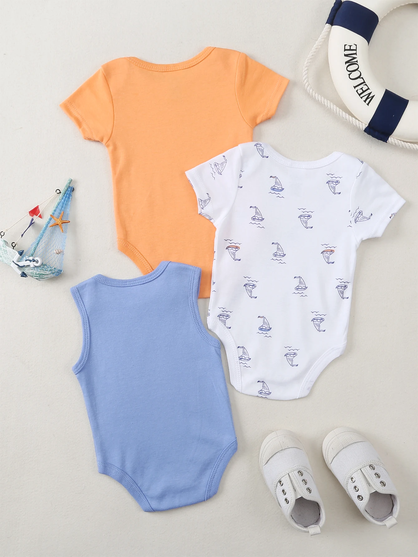 3-Piece Set of Newborn Boys' Clothing, High-Quality Cute Cotton Short-Sleeved Baby Onesies, Baby Clothing, Children's Clothing