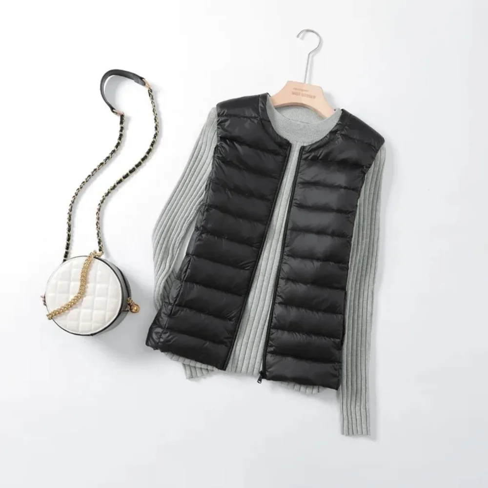 2024 New Women Autumn Winter Ultralight Thin Packable Down Sleeveless Jacket Female O-Neck Casual Fashion Down Zipper Vest Coats