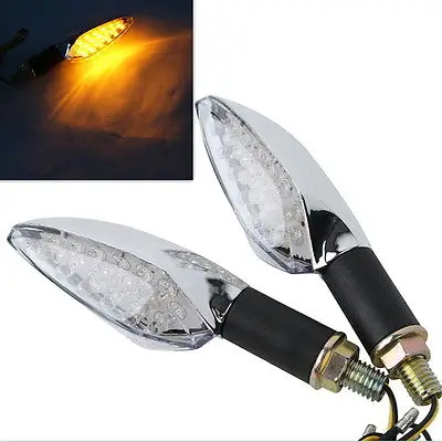 

NEW Chrome LED Bulbs Turn Signal Lights Indicators For Universal Motorcycle Bike