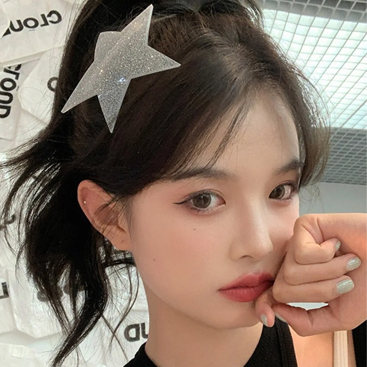 

1 Pcs Ladies' Hair Clip Pentagram Shiny Y2K Sweet Cool Kawaii Versatile Hair Pins High-quality Acetate Hair Accessories For Girl