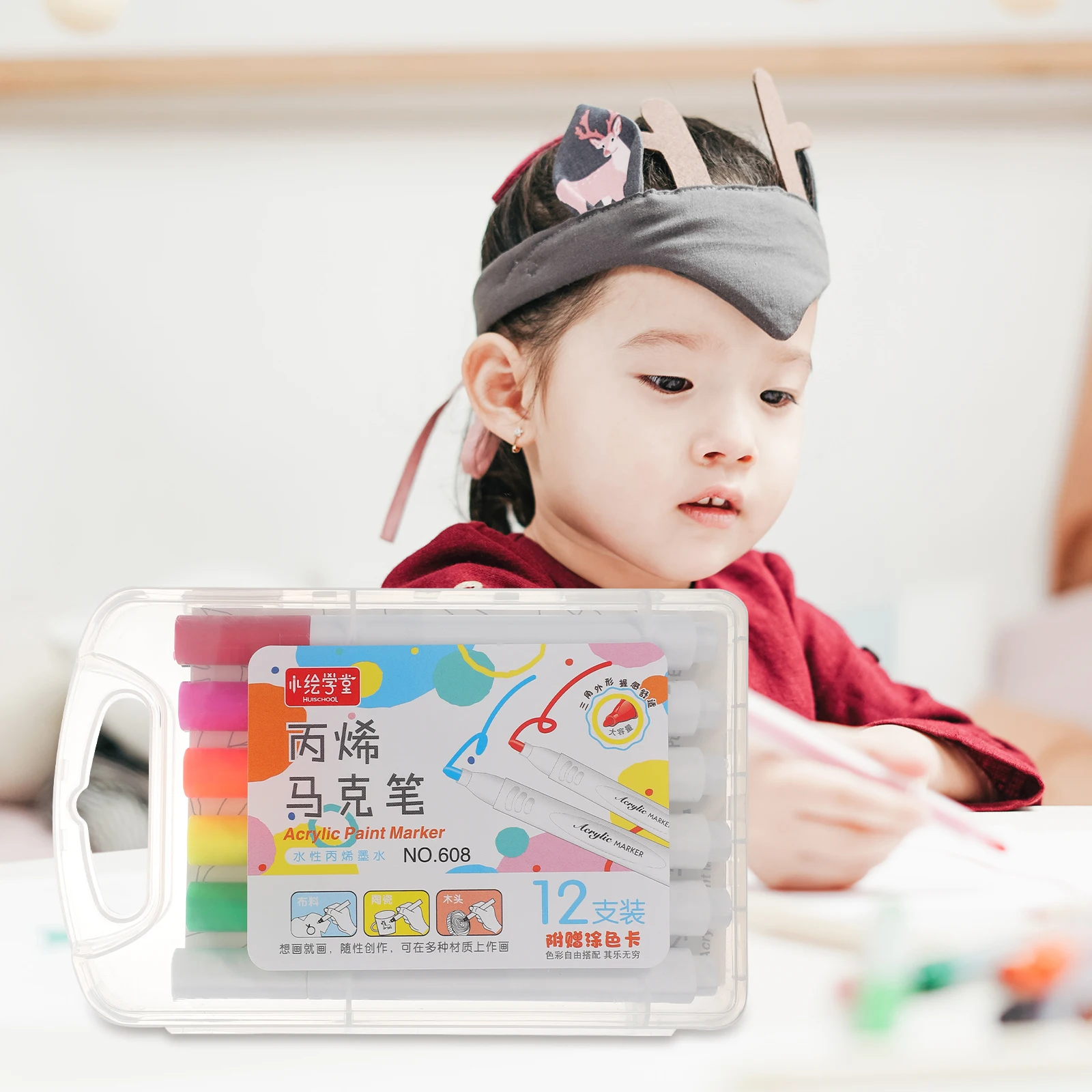 

12 Pcs Marker Pen Set Acrylic Paint Markers Fine Tip Scrapbooking Kids Supplies Propylene Plastic Creative Toys