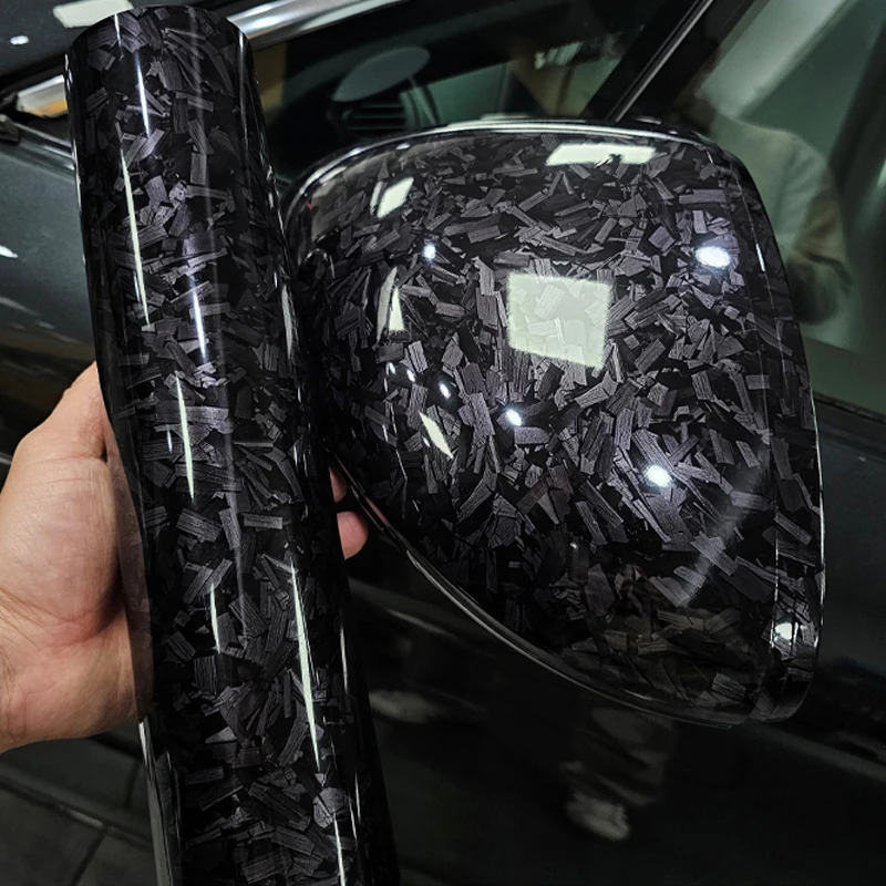 Autocollants de voiture de style bricolage pour emballage de décalcomanie de moto, carbone forgé, argent, noir, vinyle de carbone rond, camouflage