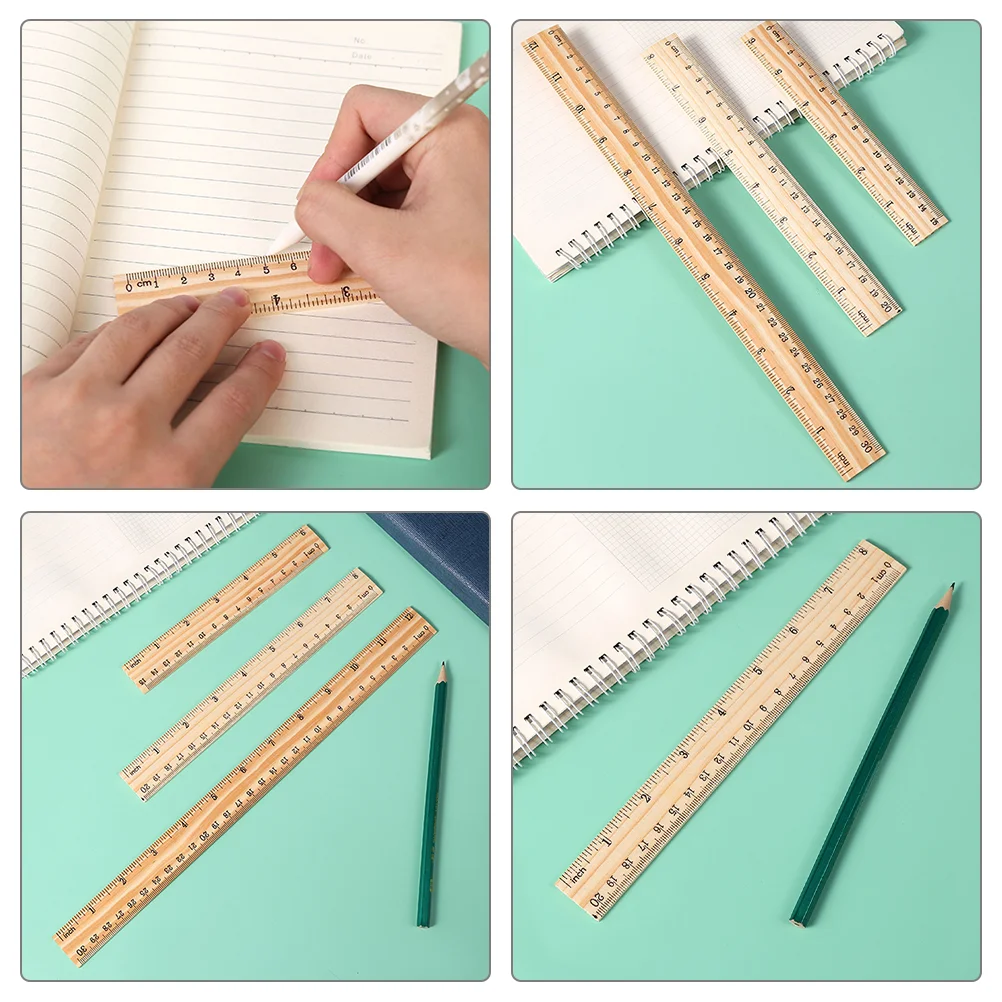 12 Pcs Wooden Ruler Drawing Rulers Novelty Meter Sticks for Classroom Measuring Kids Painting