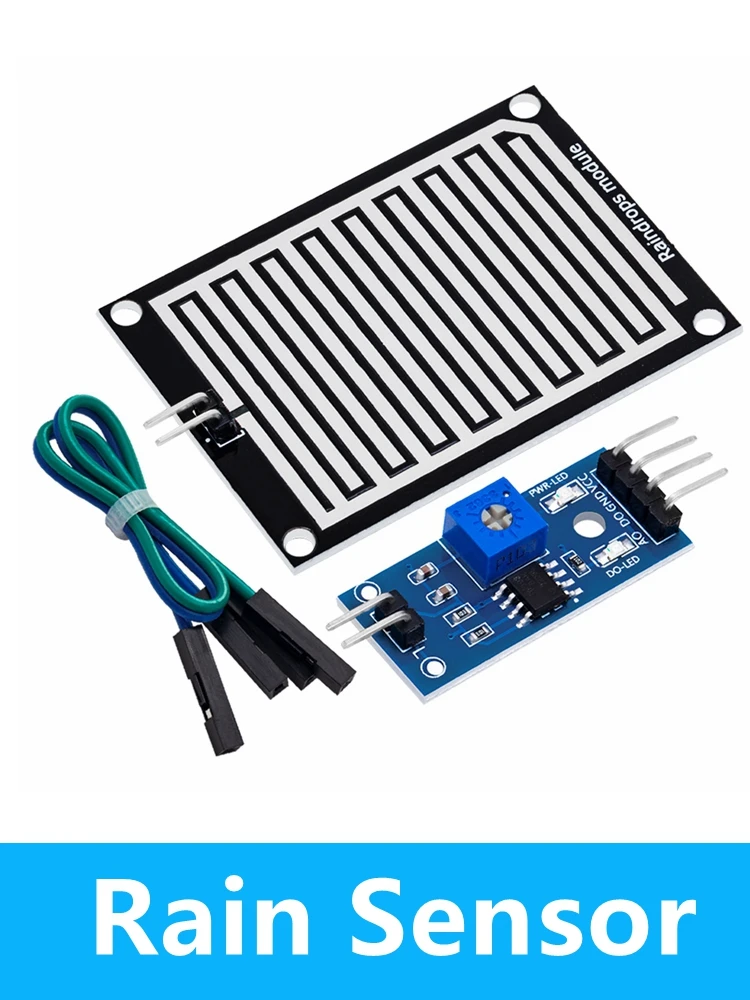 1 ensemble de modules de capteur de pluie + module de contrôle de relais DC 5 V/12 V : kit de détect