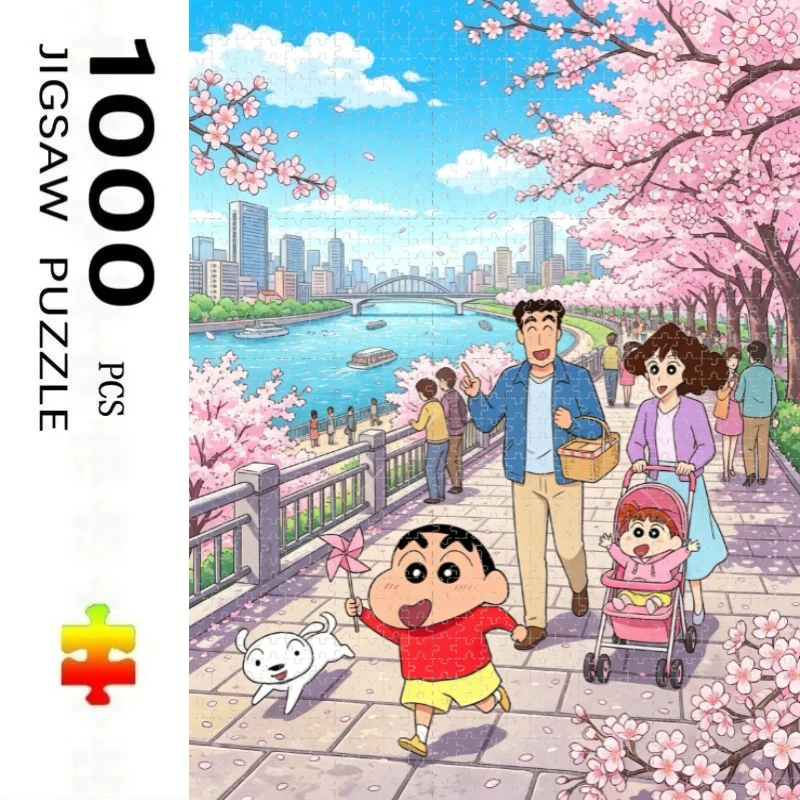 Crayon Shin Chan Anime 500/1000/1200/2000 PCS Jigsaw Puzzles Challenging Family Activity Games for Gameroom Bedroom Unique Gifts