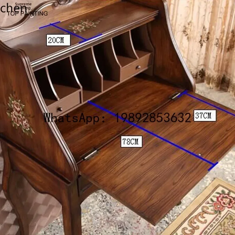 

a6.22 Multifunctional American Country Style Secretary Cabinet Flip Cover Painted Dressing Table Study Vintage Desk