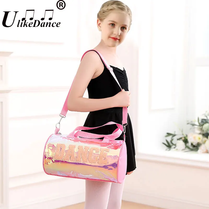 Children Dance Bag Ballet Latin Laser One Shoulder Pink Handbag Girl Dance Book Bag Girls Dance Wear for Ballet Core Bailarina