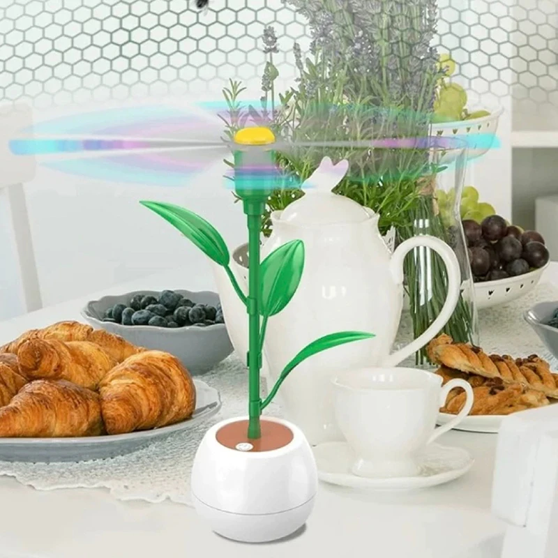 1PCS 데스크탑 플라이 팬, 휴대용 데스크탑 플라이 팬, 부드러운 블레이드가 있는 캠핑, 피크닉, 낚시 및 요리에 적합