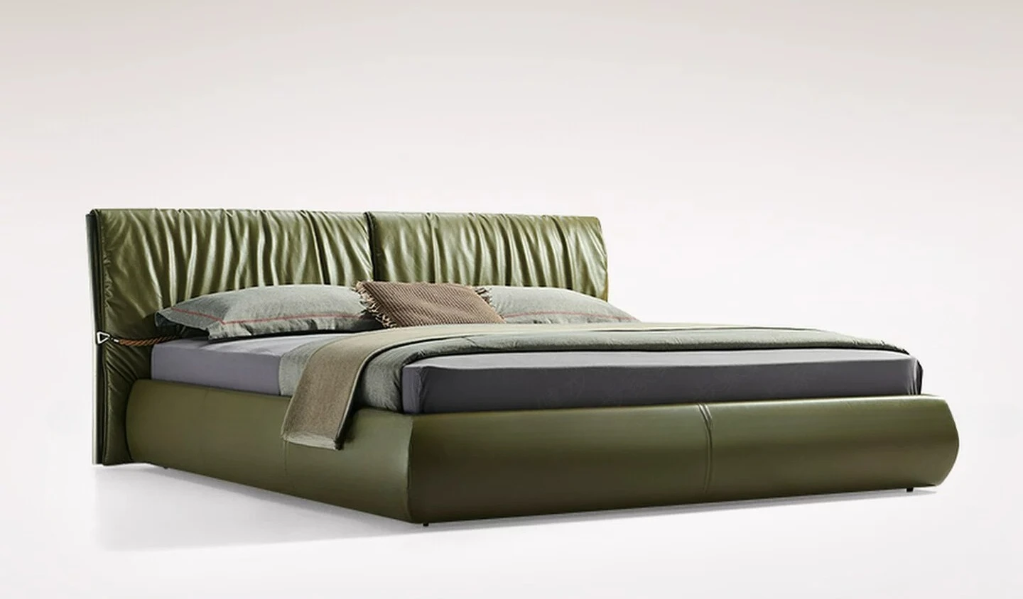 First layer cowhide double bed master bedroom 1.8 meters bed leather art bed bedroom high-end
