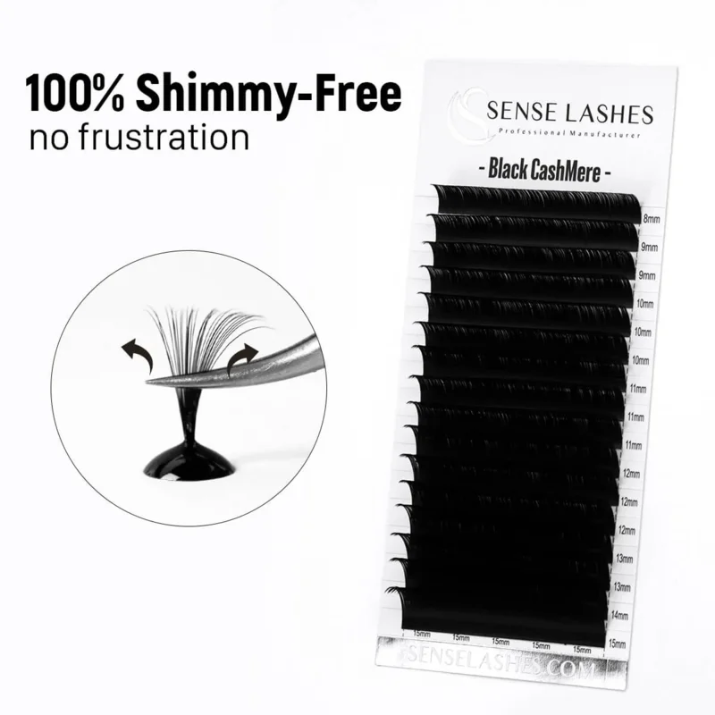 

SENSE LASHES Black Cashmere True Matte Lashes 100% Shimmy-free Lash Natural Soft Individual Lashes extensiones de pestañas
