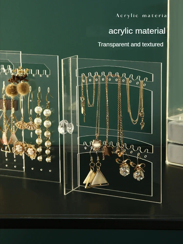 Transparente Jewelry Display Box para Meninas, Brincos e Colar Storage Box, Luxo e Transparente