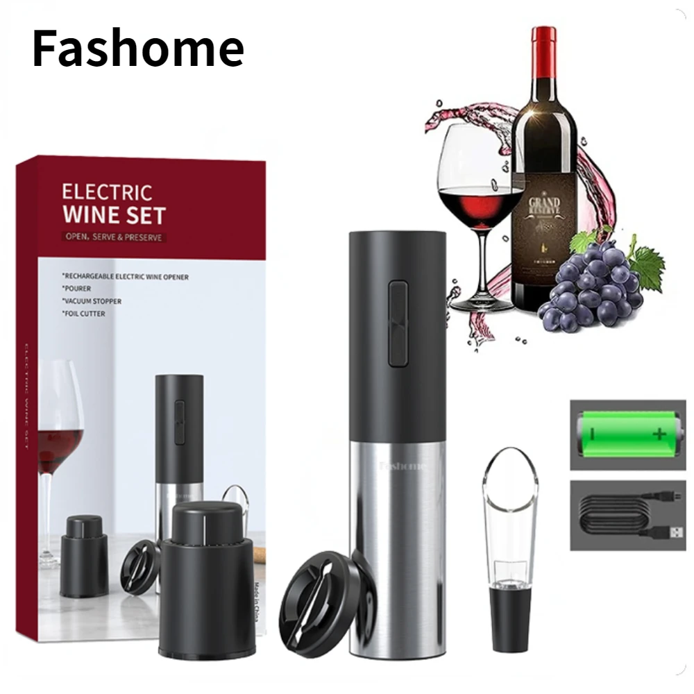 Electric Wine Bottle Openers For Lovers Gift One Click Button Auto Red Wine Corkscrew Air Pressure Corkscrew Kitchen Acceesories