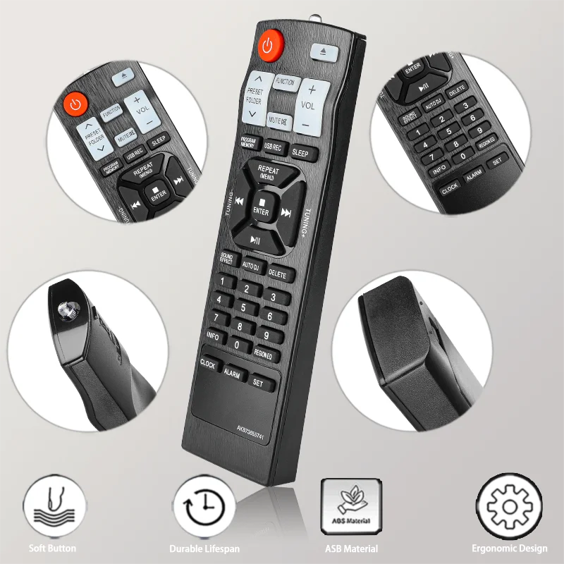 AKB73655741 For LG Remote Control Replacement, For LG CD Home Audio System CM4330 CM4350 CM4430 CM4530 CM4550 CM4630 CMS4330F