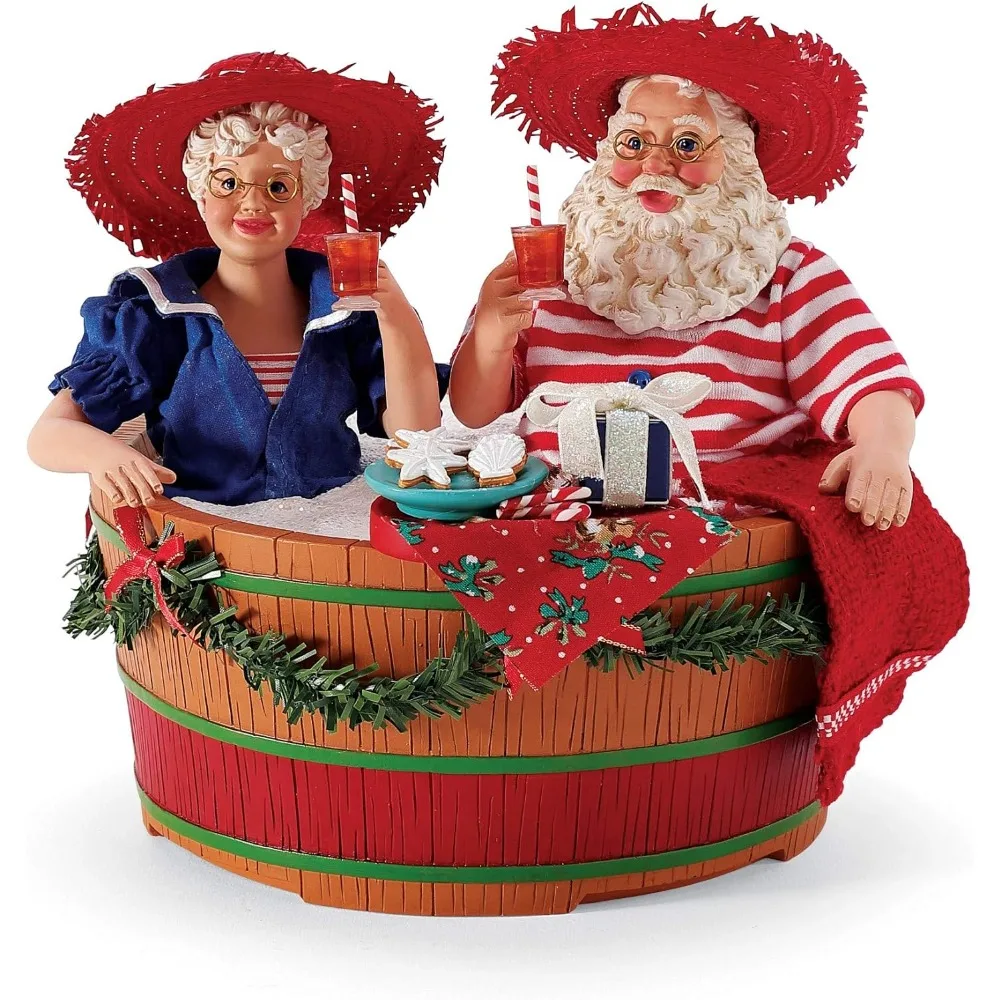 

Wonderful By The Sea Santa And Mrs. Claus Hot Tub Party Figurine, 8.75x8.5x8 inches, Multicolor Figurines Christmas Decor