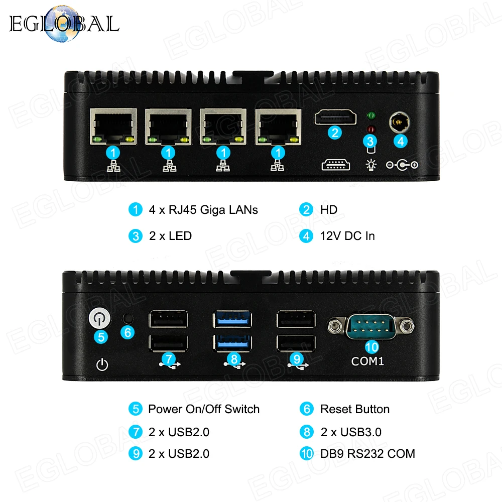 Imagem -05 - Eglobal-mini pc Pfsense Firewall Router Industrial Fanless Opnsense Pve Esxi Intel I226 2.5g Lan Nvme 12ª Geração N100