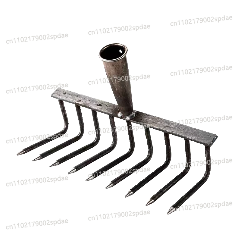 Heavy Duty Multi-Tooth Steel Rake With Wooden Handle Agricultural Soil Preparation Grass Removal Tool