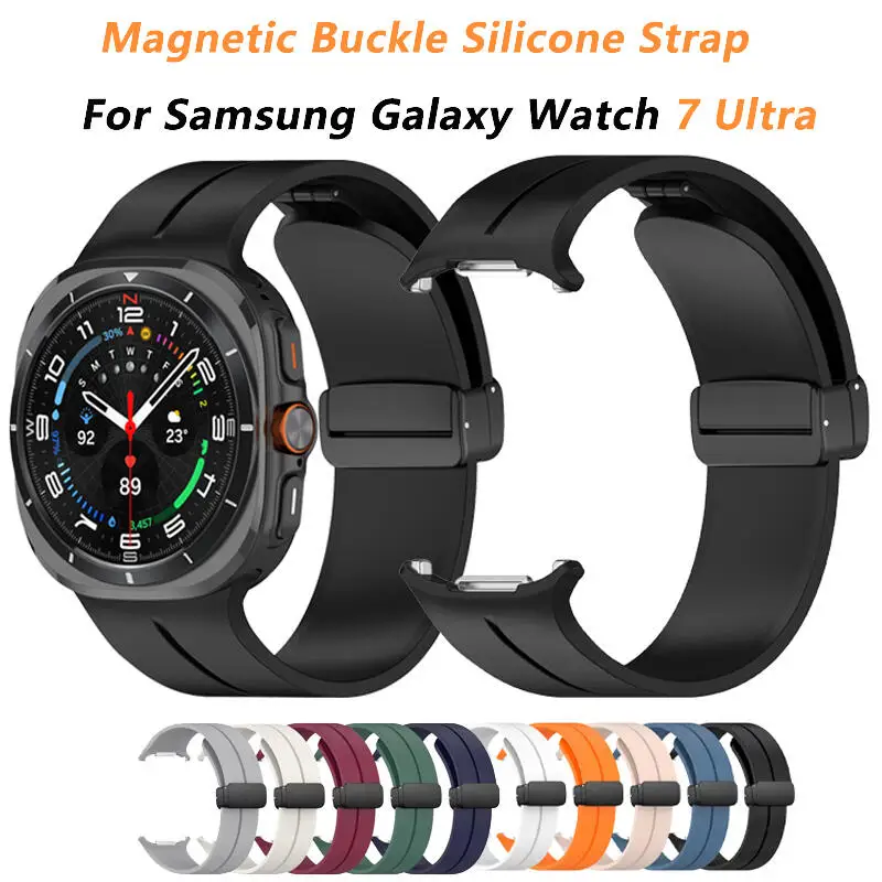 Cinturino in silicone con fibbia magnetica per Samsung Galaxy Watch Ultra 47mm Bracciale sportivo di ricambio per Galaxy Watch 7 Ultra Correa