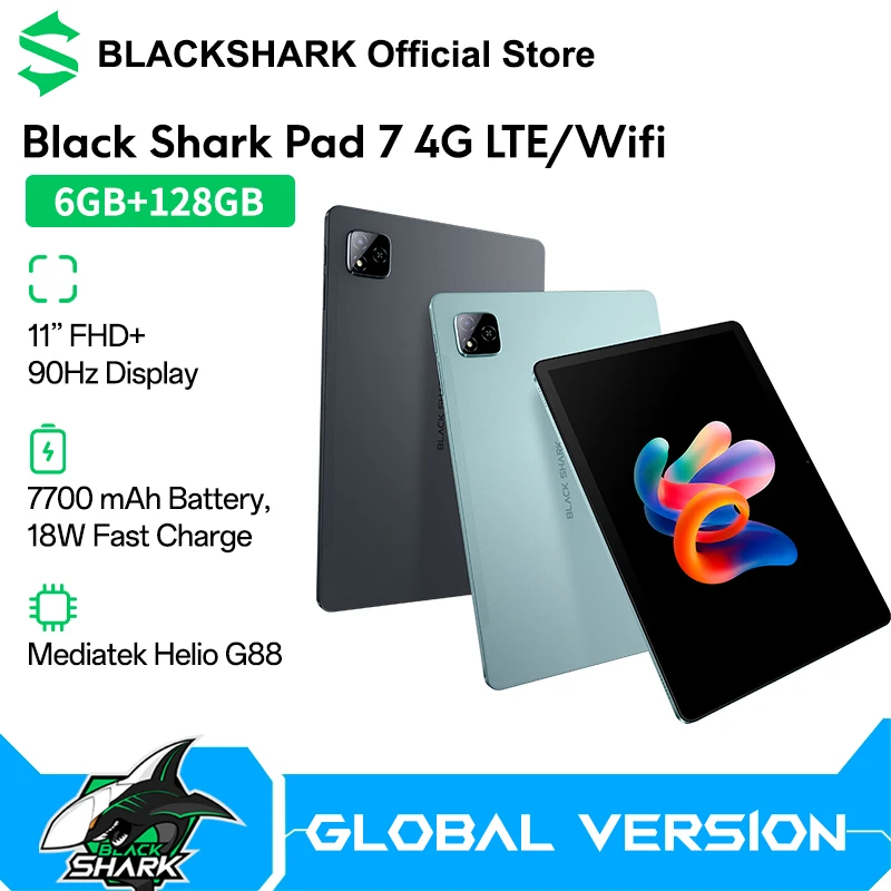 블랙샤크 패드 7 4G LTE/WIFI 글로벌 버전 태블릿 PC 11인치 FHD 디스플레이 내장 MTK 8786 7700mAh 18W 충전 안드로이드 15