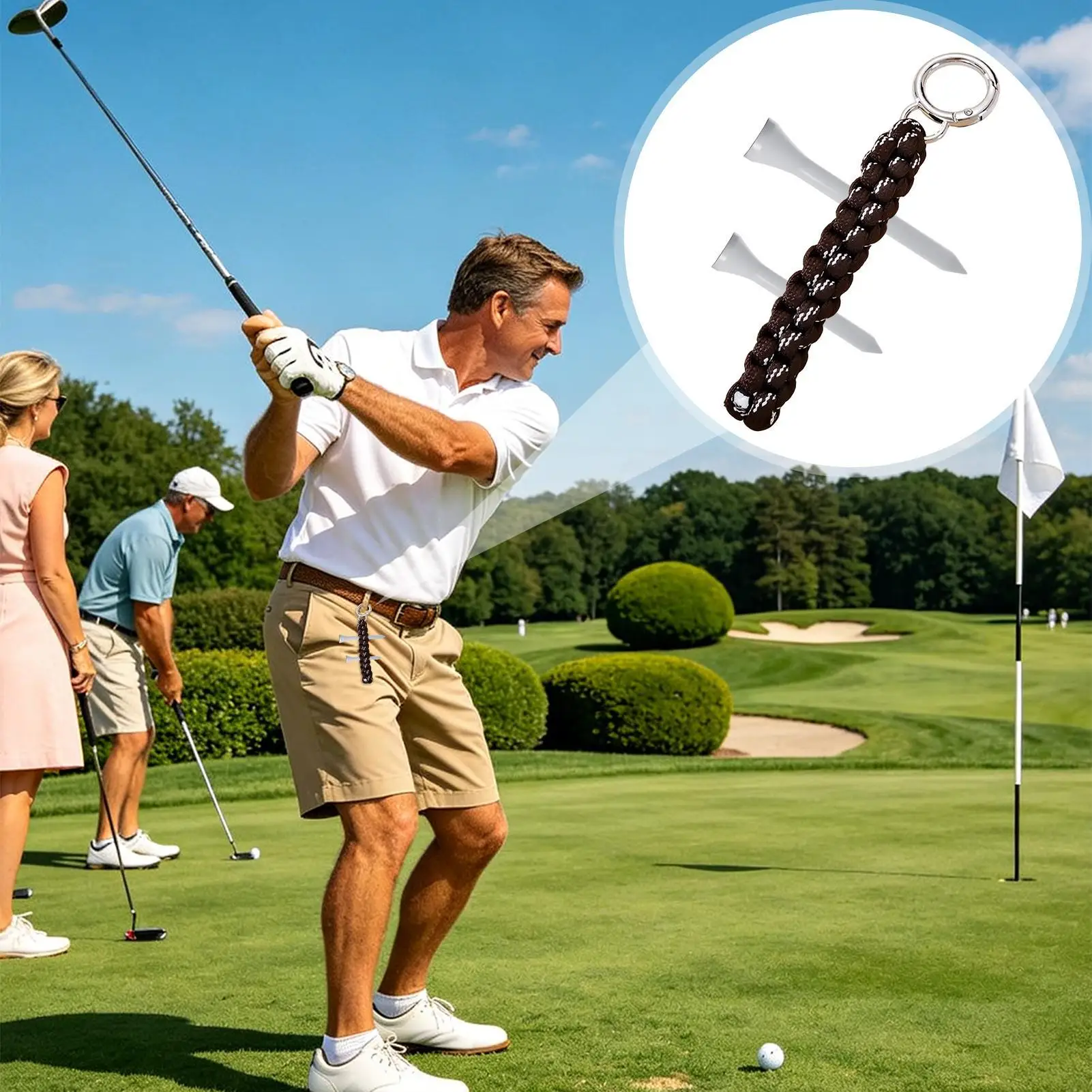 Rope Keychain Golf Tee Holder Nylon Braided Key Ring Durable Stylish Accessory For Bags School Office Home Decoration