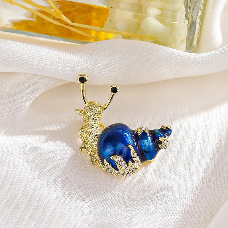 Oil Dripping Diamond Snail Brooch Personalized Fashion Women\'s Suit Jacket Animal Pin Decoration Festival Girl Brooch Gift
