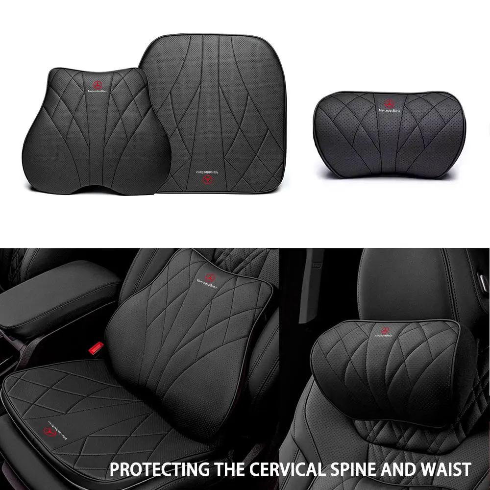 Memory Foam Car Headrest/Lumbar Cushion For Mercedes Benz AMG W202 W203 W204 W205 W210 W211 W212 W213 W177 V177 Car Accessories