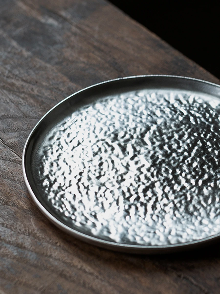 

Handmade Silver Plated Tea Set Tea Ceremony Cerc Tray Silver Coated Hammered Pattern Luxury Vintage Chinese Sle Tea Acce...