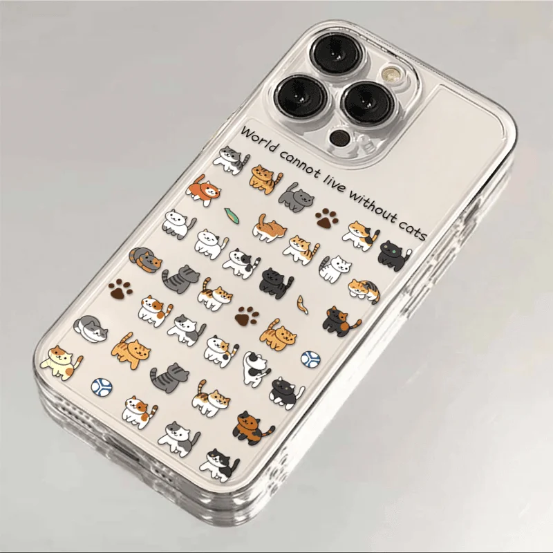 SEIRASSIM cute cat soft phone case for iphone 16 pro max 15 plus 14 13 11 silicone cover for iphone 12 pro xr xs x 7 8 p se3 se2