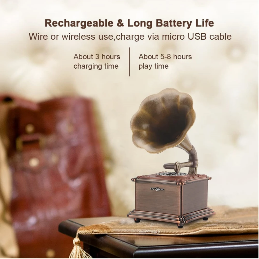 Rechargeable Retro Bluetooth Speaker USB TF Aux In Gramophone Shape For Home Decoration Gift For Families And Friends