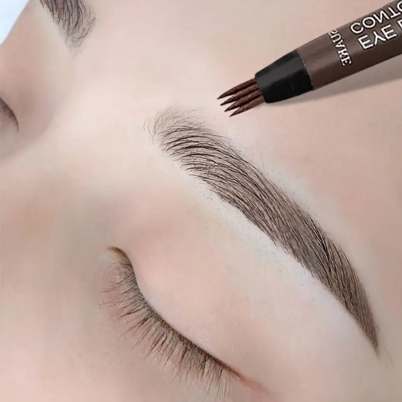 Crayon à sourcils liquide imperméable à l'eau, maquillage longue durée, cosmétique, crayon à sourcils à microlames, 4 points