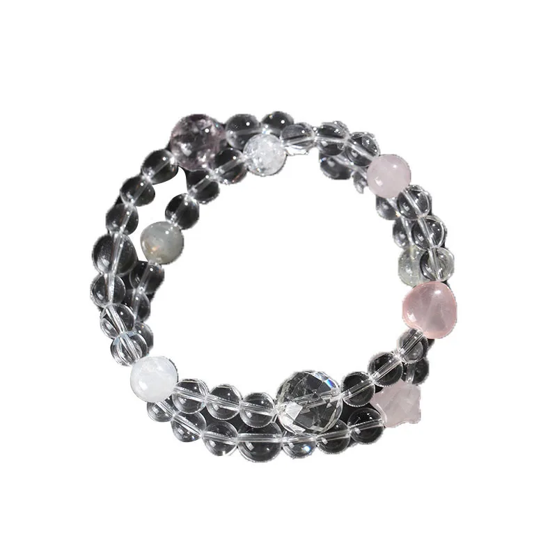 كريستال أبيض طبيعي يقترن بحجر العنب الجري الدائري القوس الراتنج القط ملحق سوار إعطاء للصديقات والأصدقاء لوك