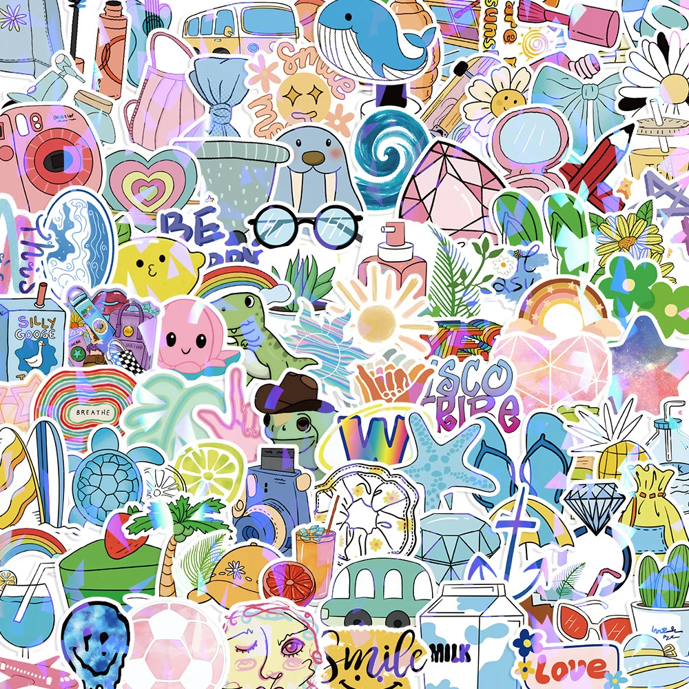 

10/50/100/200 шт. кавайные красочные мультяшные наклейки для ноутбука, телефона, водонепроницаемые, художественные, эстетические наклейки, INS, наклейки, игрушки