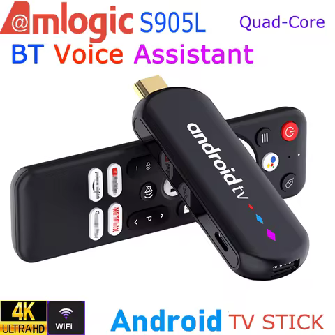 Amlogic S905L Android TV Stick Quad Core 4K Video WiFi BT Voice Assistant Remote Control Media Player Smart TV Box H96 Max