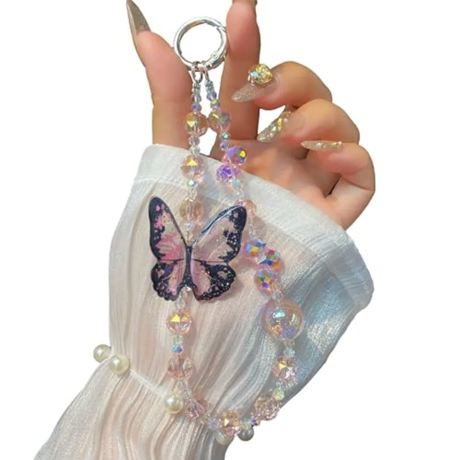 

Phone Charm with Beaded Crystals, Anti-Theft Phone Strap, Hands-Free and Detachable Cellphone Lanyard, Cellphone Chain Wristlet