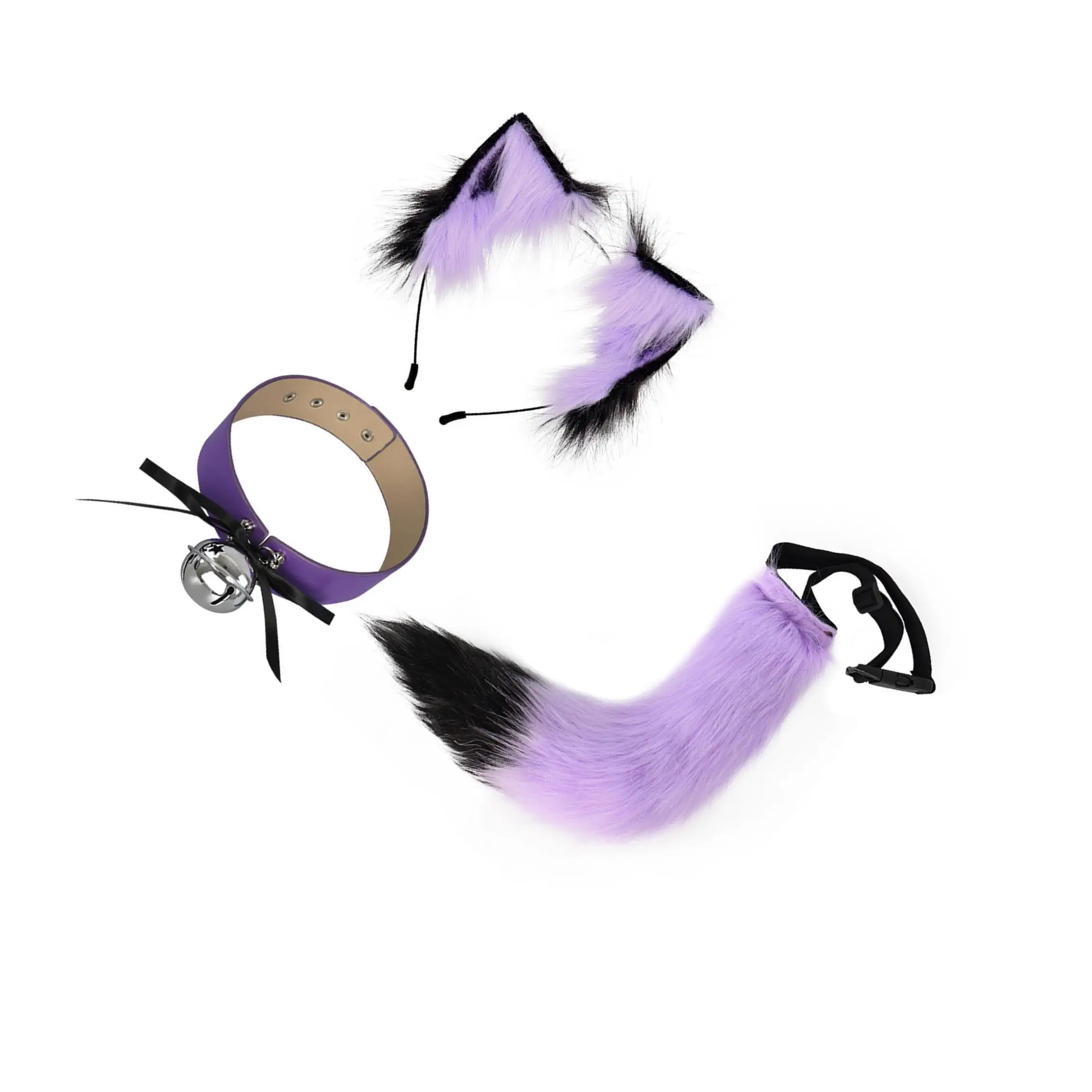 

Набор с ушками и хвостом животных для взрослых и детей, костюм для косплея, незабываемые моменты на тематических мероприятиях, костюм для косплея и 1 ошейник с колокольчиком