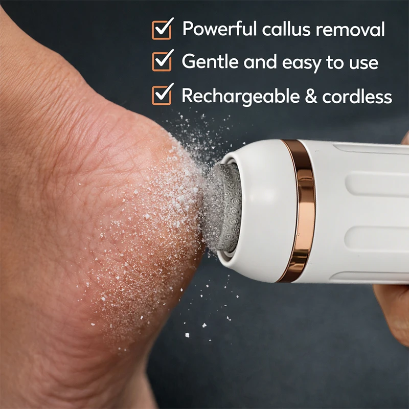 SoftAura Electric Foot Callus Remover Cordless Rechargeable 2 Gears Dry Skin Exfoliation Foot File for Home Pedicure Care