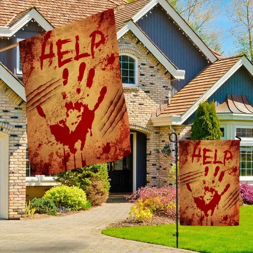 Blood Handprint Fingerprint Horror Help Flag Graden Flag XXH LLP LLX uui