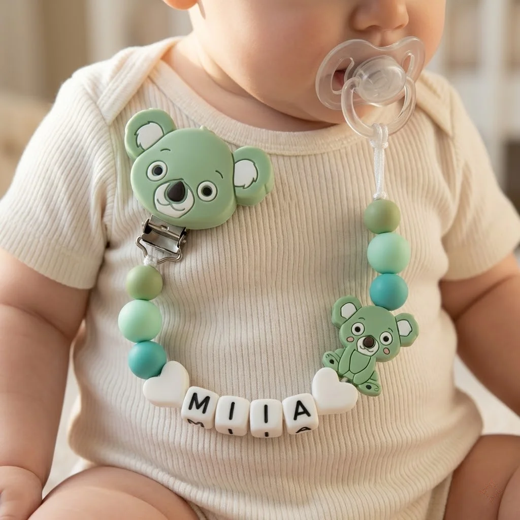 Silicone Baby Pacifier Clip Teething Chain Personalized Name Dummy Holder BPA Free Infant Soother Nipple Strap Leash Shower Gift view 5