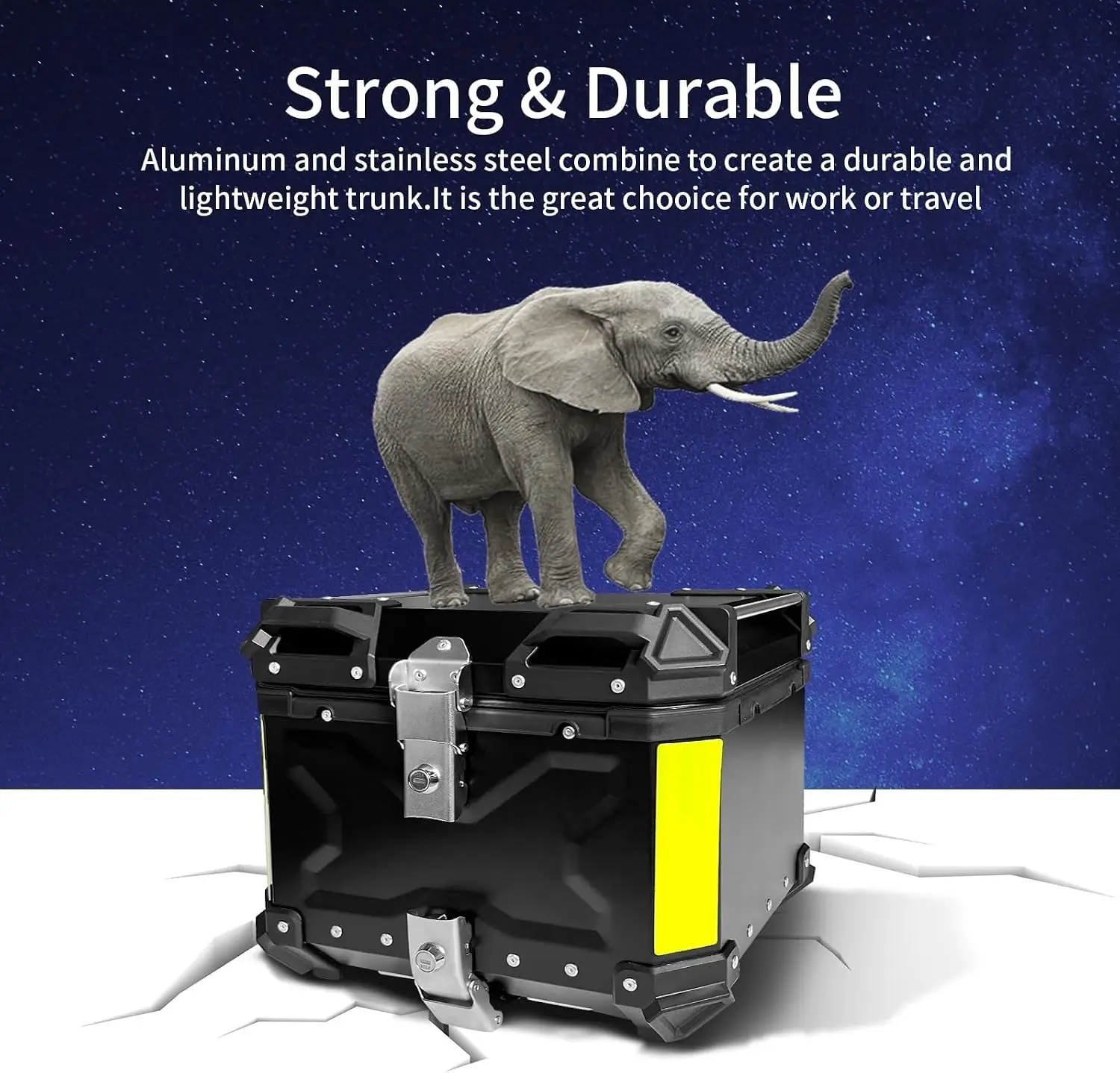 Motorcycle Top Case Set 36L Tail Box Base Bracket Backrest Bag Waterproof Aluminum Handle Helmet Case with Security Lock