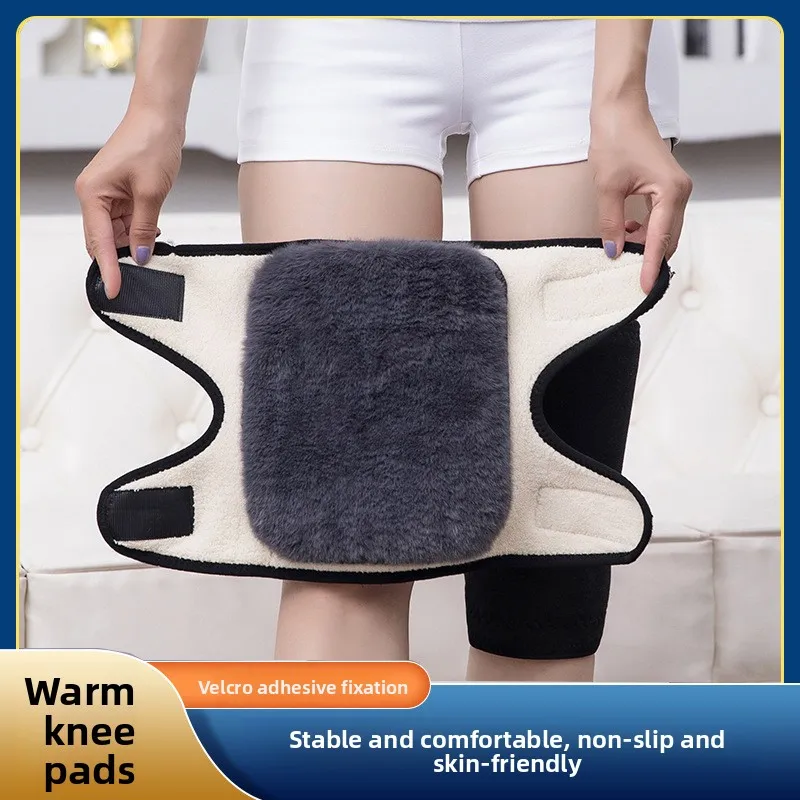 Knee Pads for Women and The Elderly, Thickened and Velvet, Paint Cover, Double Layer Composite Imitation Sherpa Velcro Style