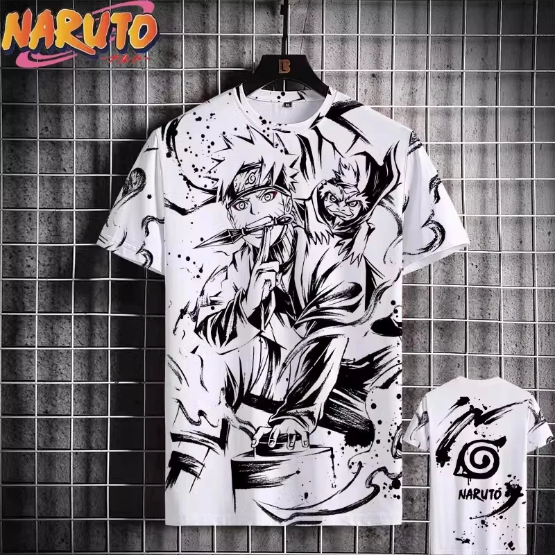 

2025 Bandai Summer Men's T Shirt Naruto 3D Prints Casual Short Sleeve Tees Street Oversized Clothing Fashion Cartoon T-Shirts