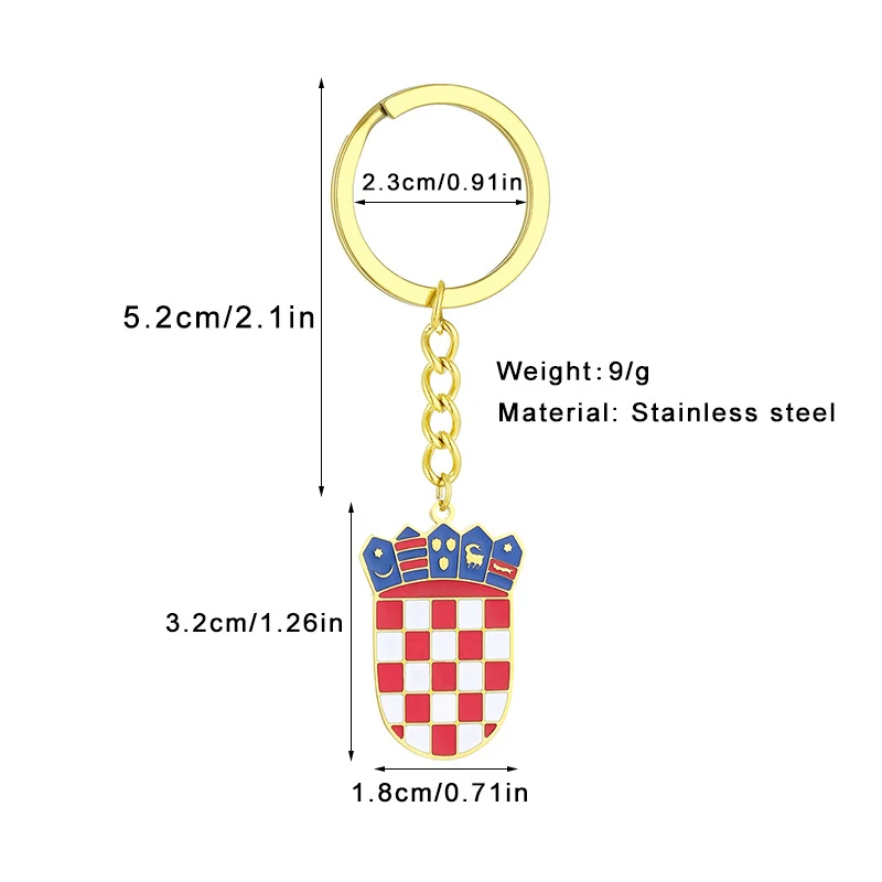 Croatia Enamel Flag Pendant Keychain Stainless Steel for Women Men Croatian National Symbol Croatian Jewelry