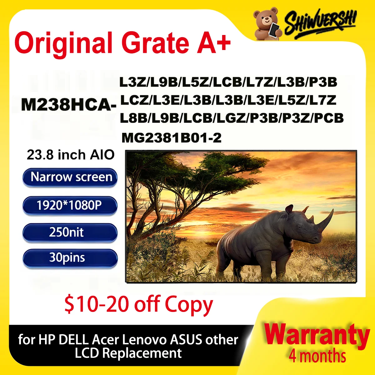 

Оптовая продажа, оригинальный новый ЖК-монитор 23,8 M238HCA L3Z L9B L5Z LCB L7Z L3B P3B LCZ L3E L3E L5Z L7Z L8B L9B LCB LGZ P3B P3Z PCB